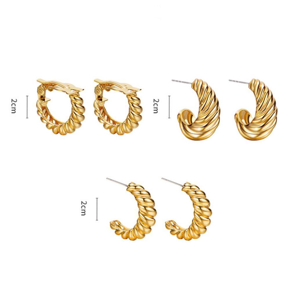 Anting hoop Nanas Mode Berlebihan Spiral Setengah hoop Perhiasan Berbentuk Geometris Klip Telinga