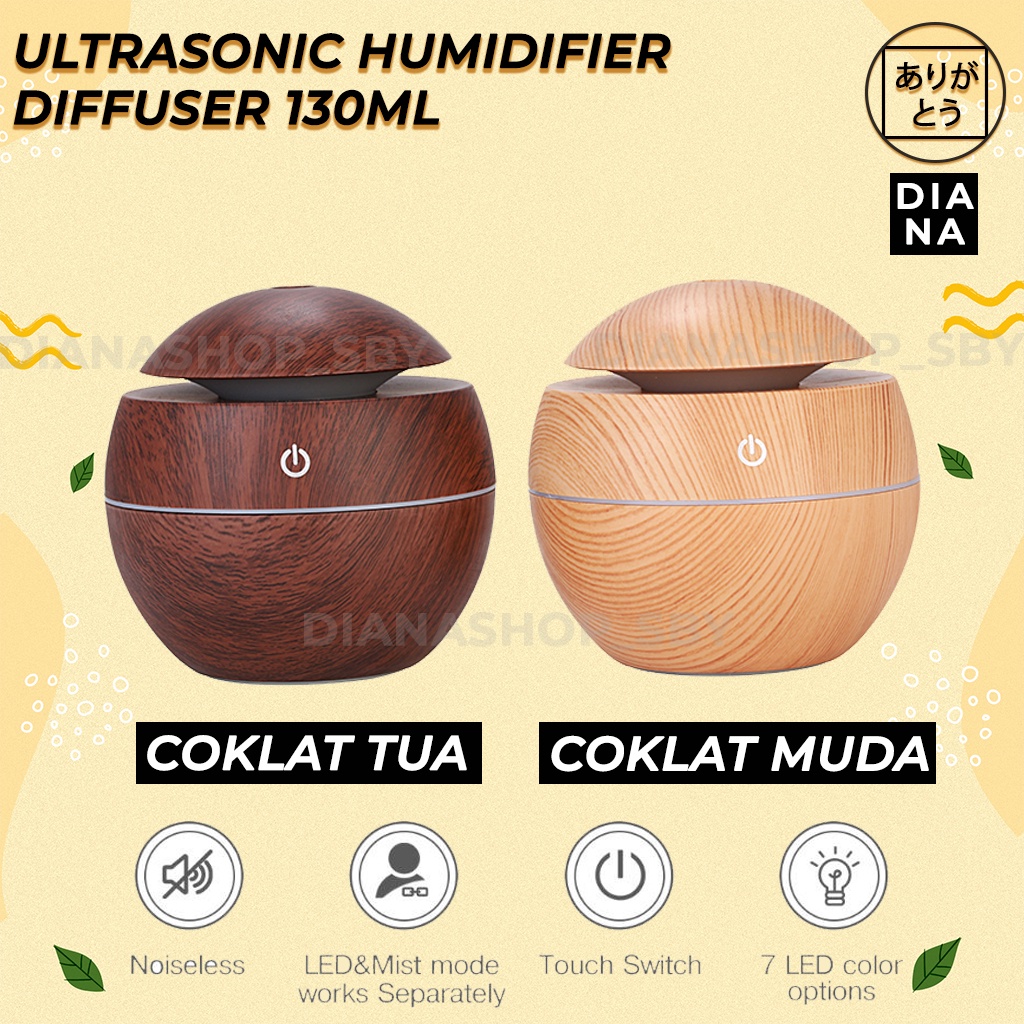 Humidifier Ultrasonic Difuser Diffuser Aromaterapi Aromatheraphy 130Ml Motif Kayu Tanpa Remote