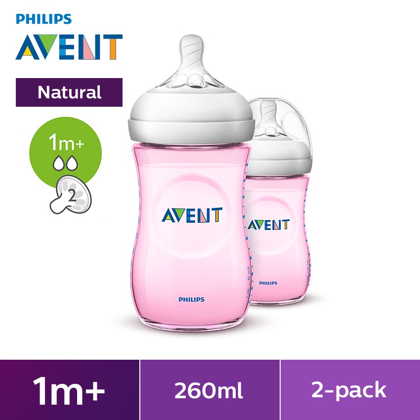 Philips Avent Natural Bottle Twinpack / Single Pack Blue / White / Tiger / Hippo / Flaminggo Botol Susu Bayi 260ml 260 ml