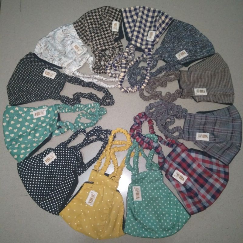 masker serut hijab 3D villa premium