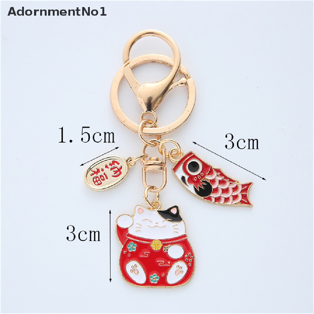 (AdornmentNo1) Gantungan Kunci Bentuk Kucing Keberuntungan Bahan Alloy