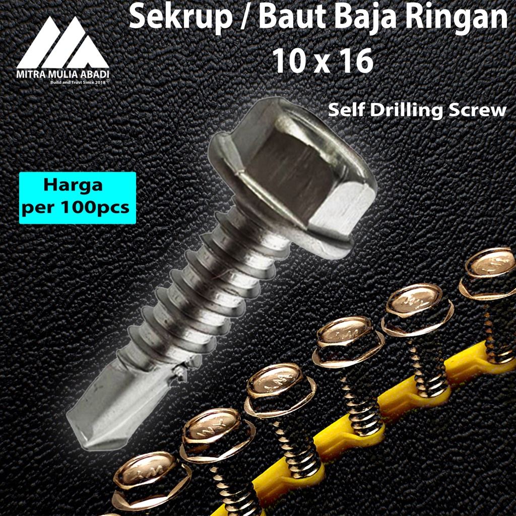 Sekrup/ Baut Baja Ringan 10 x 16 - Sekrup Roofing 10 x 16 100pcs