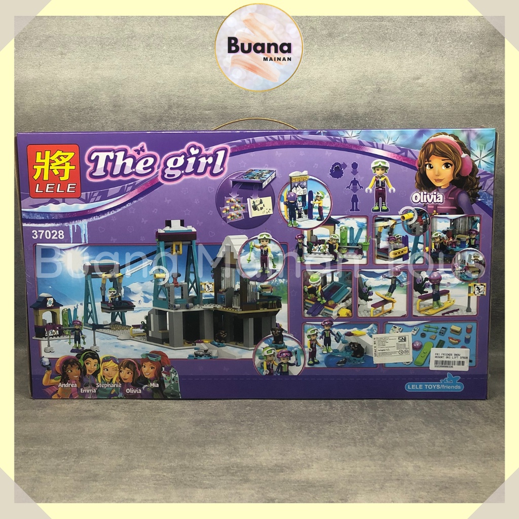 BRICK FRIENDS SNOW RESORT SKI MAINAN EDUKASI ANAK CEWE FRIEND RUMAH SALJU BRICKS BLOCK 37028