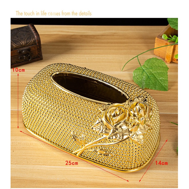 Tissue Box Gold Desktop Kitchen Pumping Tray European Acrylic Fashion KTV Hotel Tissue Box Bar Napkin Box