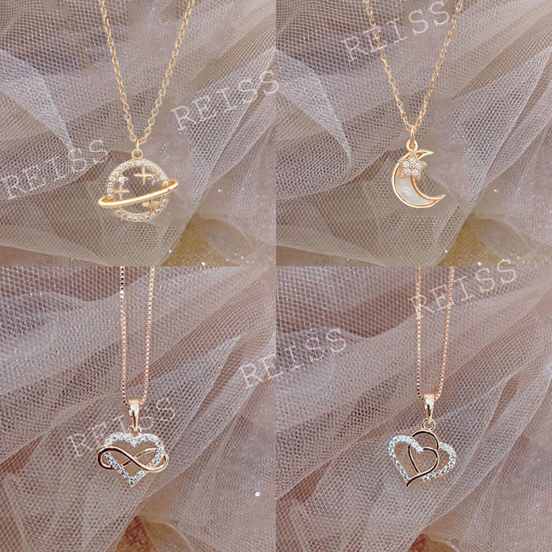 10k Rose Gold Plated Pendant Necklace Planet Moon Love Necklace