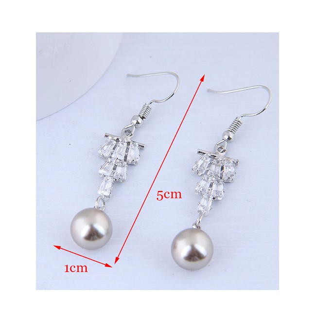 LRC Anting Gantung Fashion Inlaid Zircon Pearl Earrings A5798X