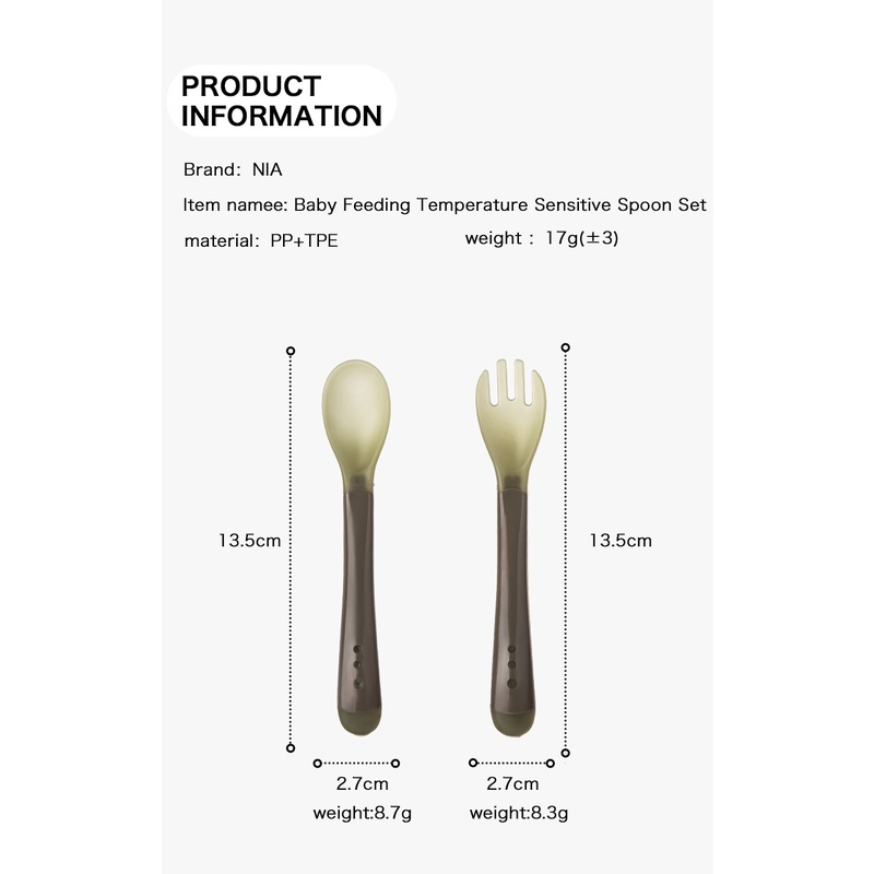 Nia Sendok Makan with Heat Sensor - Temperature Sendok Set - Colour Changing Spoon