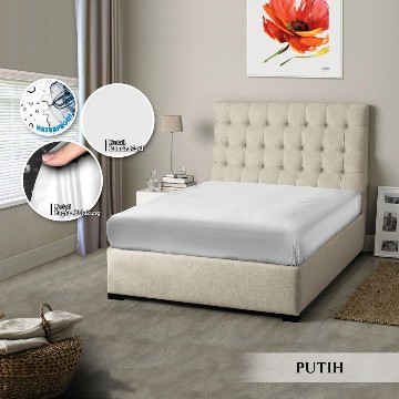 SPREI MONALISA POLOS WATERPROOF - 160x200 anti ompol air water proof polos emboss- 160 QUEEN sp160wpmona-Putih