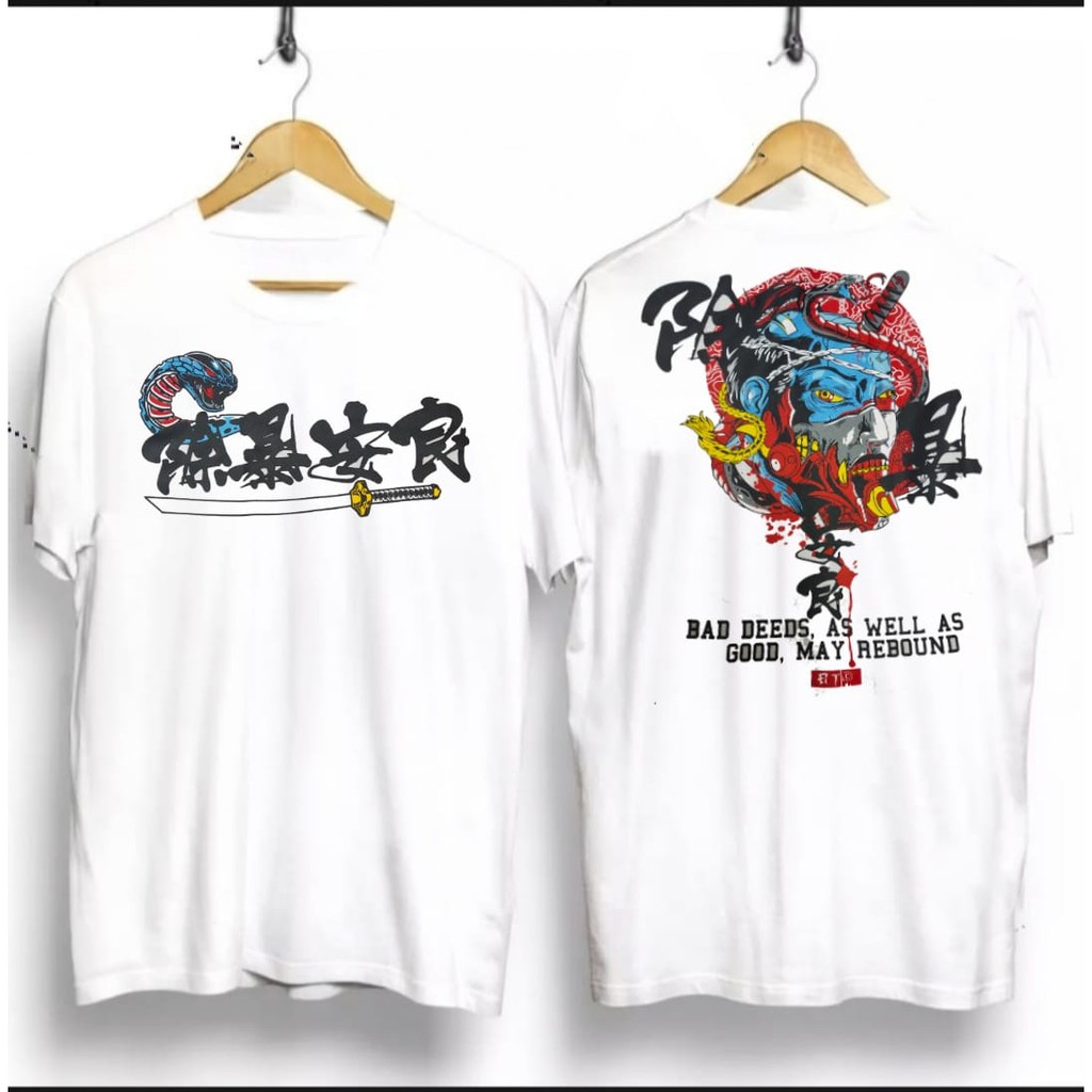 KAOS PRIA/BAJU KAOS SAMURAI/KAOS DISTRO TERBARU SAMURAI JEPANG KAOS HITAM SAMURAI DESAIN JEPANG PRIA