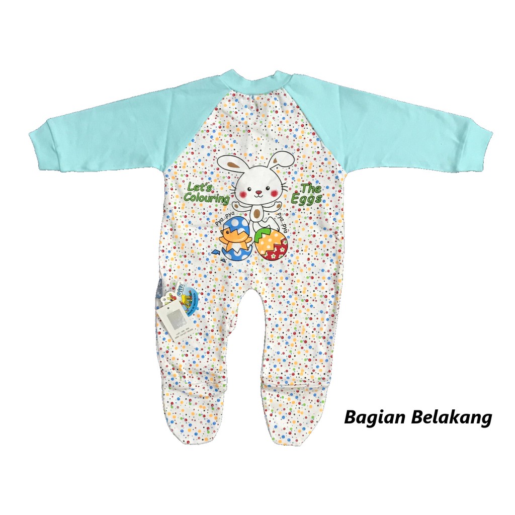 BAYIe - 3 pcs Baju Bayi model Jumper/Jumsuit motif lucu MOM'S GIFT usia 0 - 6 bulan SNI 100% katun