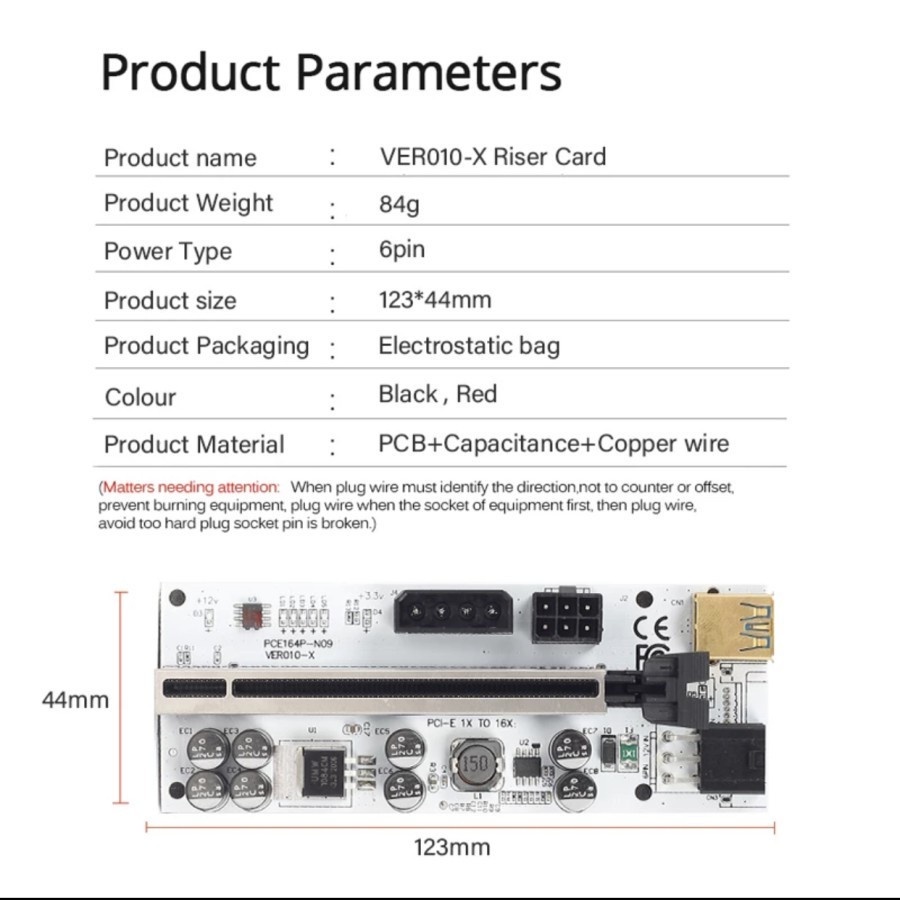 RISER VGA PCIE 010X 010S PLUS MINING NEW 8 KAPASITOR MINER GOLD STABIL