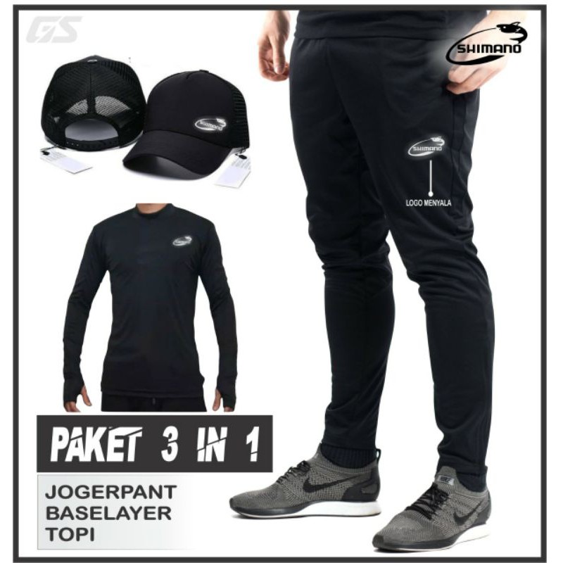 Manset mancing lengan panjang-celana panjang mancing-topi mancing logo ikan