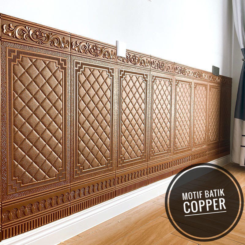 READY SEMUA WARNA [TEBAL] Wallpaper 3D Foam Tembok Dinding Motif Pintu Jendela/Stiker Foam 3D Dinding Dekorasi Ruangan-Dinding~Batik Copper