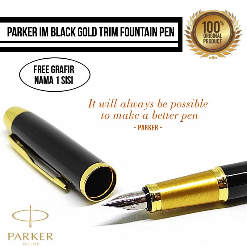 PARKER IM BLACK GOLD TRIM FOUNTAIN PEN ORIGINAL