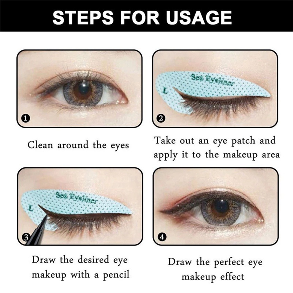 4pcs / Set Stiker Template Eyeshadow / Eyeliner DIY Untuk Pemula