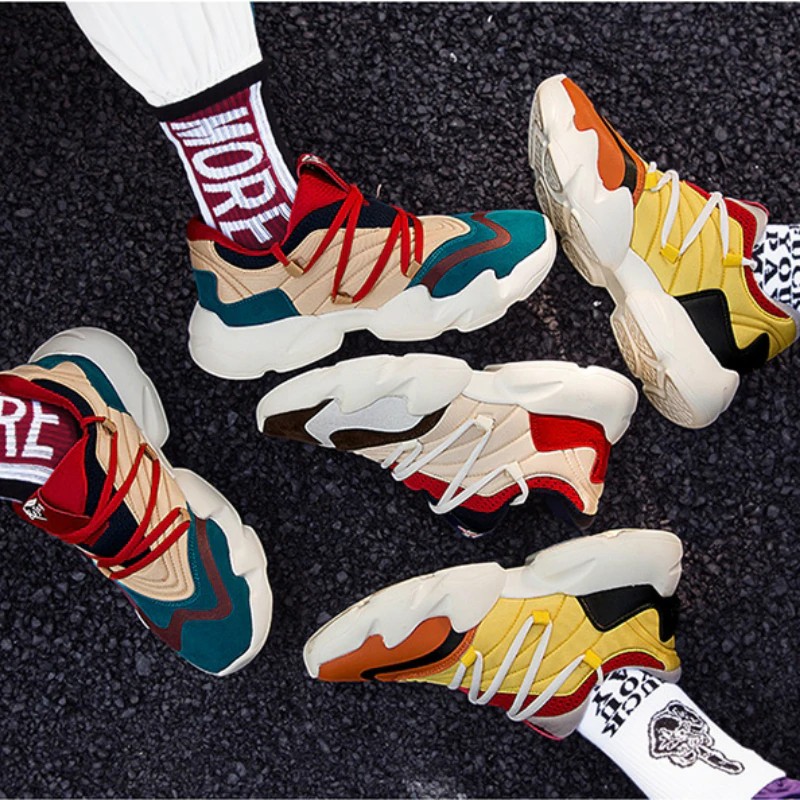 Sepatu basket cowo Vintage Dad Men Sneakers 2019 Hip Hop Light Breathable Men Casual Shoes Colorful
