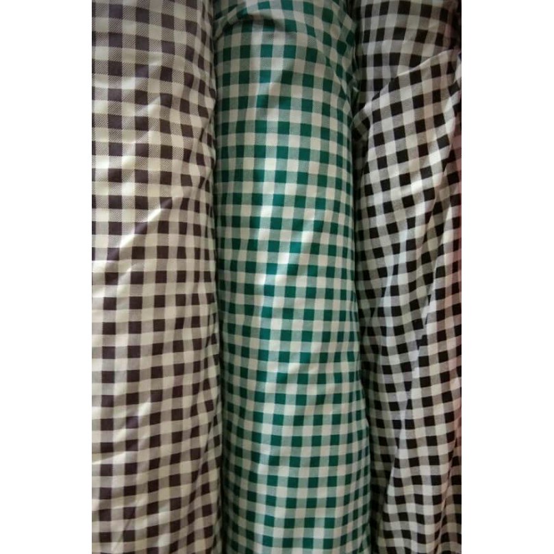 konico KAIN SPREI bahan Mikrotex Motif KOTAK Hitam Putih Abu Biru Meteran