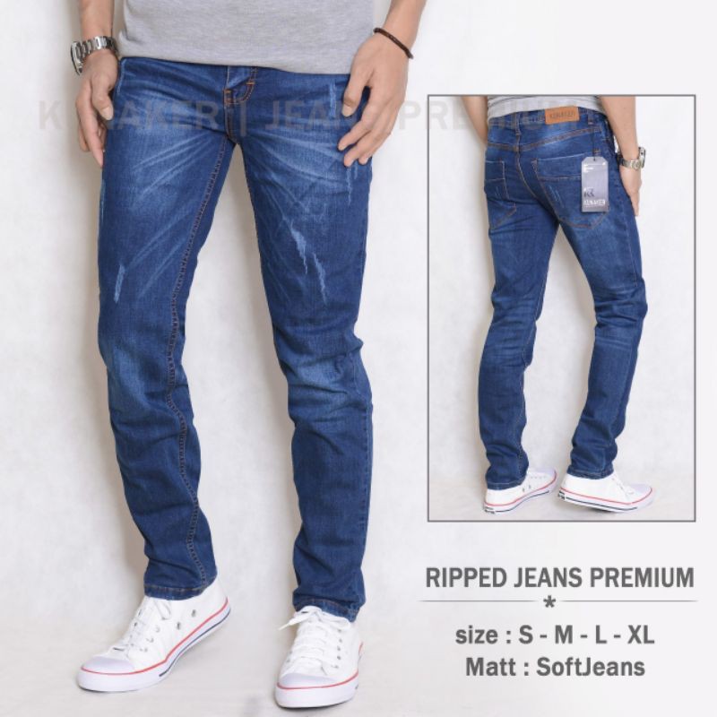 CELANA JEANS PRIA MODEL SKINY WARNA NAVY RETRO DAN BIO BLIT BERKUALITAS PREMIUM