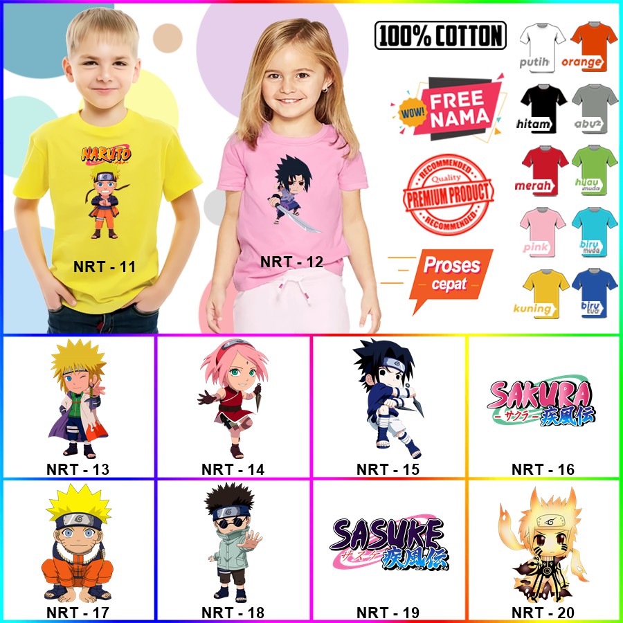 Baju Kaos ANAK DAN DEWASA NARUTO COUPLE (FREE NAMA) 51 - 100