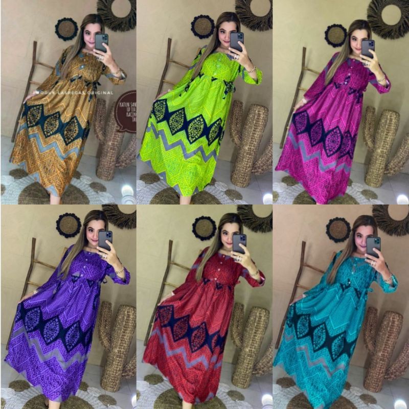 Longdress Zigzag Kancing Depan Long dress Centini Rayon Halus