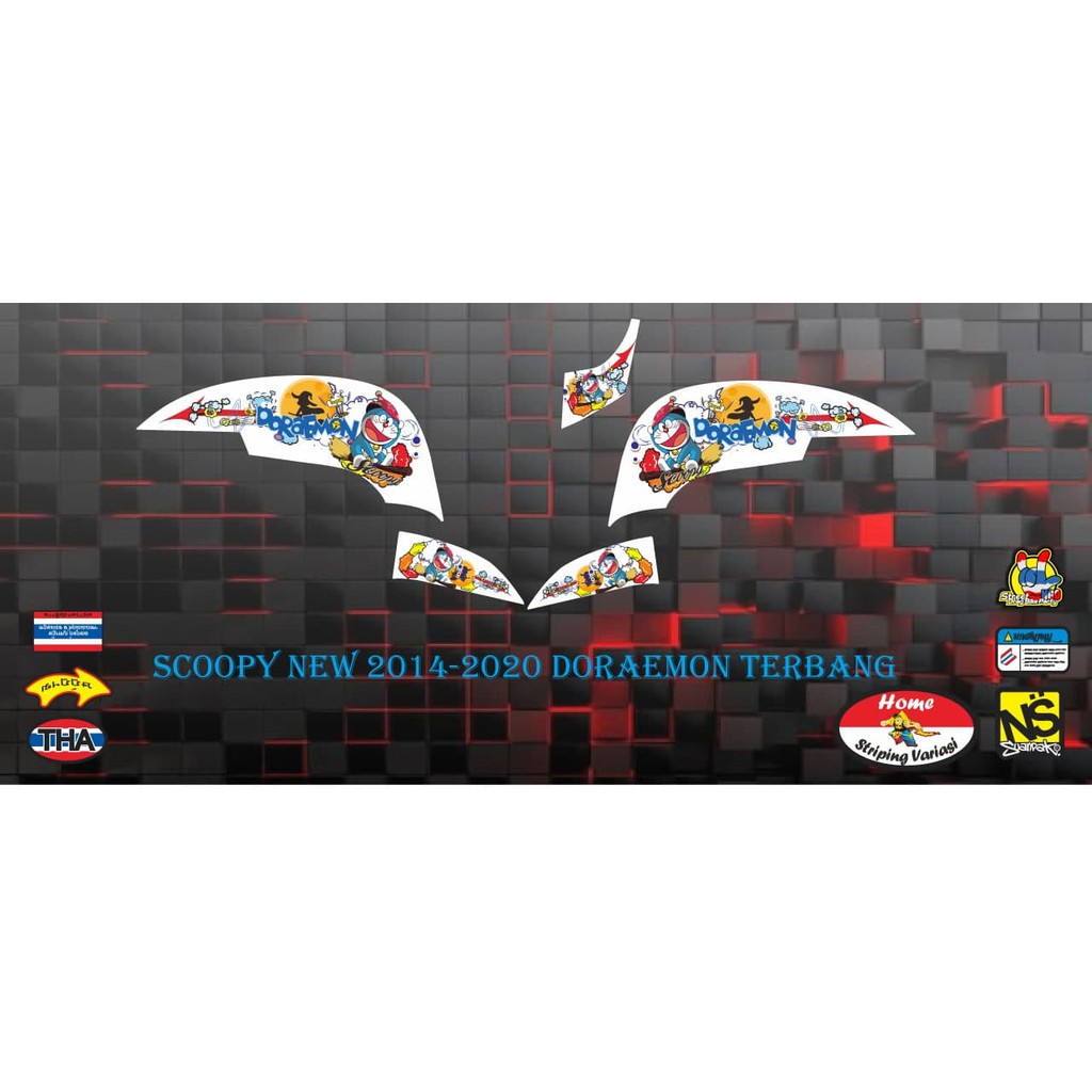 striping stiker decal scoopy new doraemon terbang