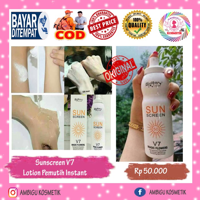 [ORIGINAL] SUNCREEN V7 SPF 50 LOTION PEMUTIH INSTANT - AMBIGU KOSMETIK