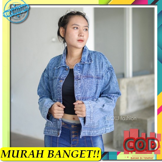 Jaket Jeans Oversize - Jaket Denim Lengan Panjang / Jaket Levis Kasual Ferizo Jaket Jeans Wanita K