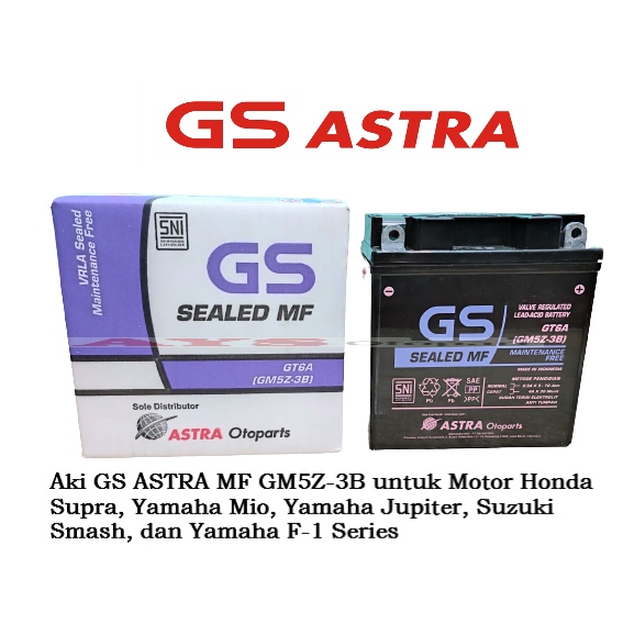 Jual Aki GS ASTRA MF GSMF-GM5Z-3B untuk Motor Honda Supra, Yamaha Mio