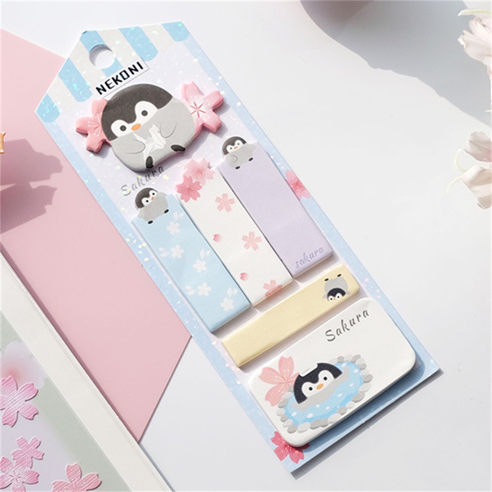 ELEGANT Cute Message Notes Penguin Post Book Marker Sticky Note Students Stationery Office Planner Sticker School Supplies Cat Panda School Paper Writing Pads