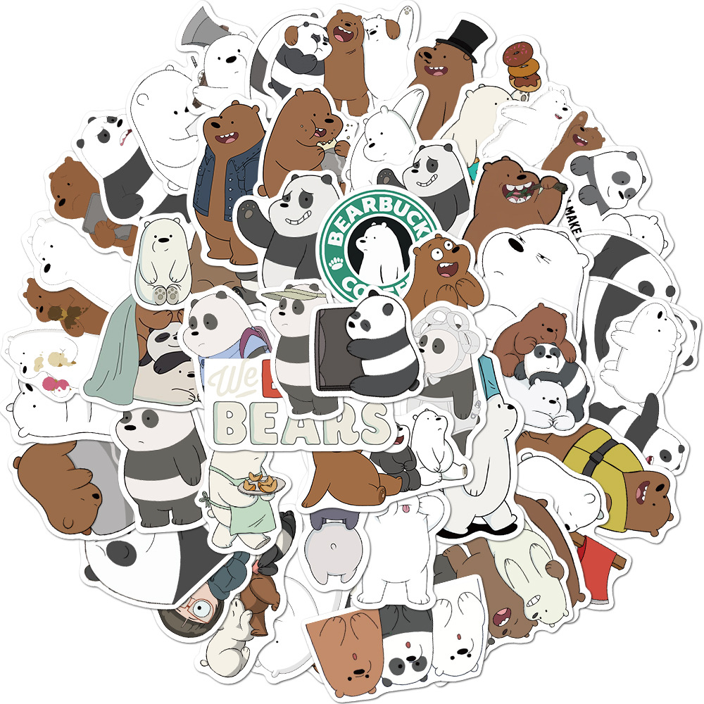 50Pcs/lot Cartoon Cute Little Bear Sticker Toys PVC Waterproof Graffiti Sticker For Laptop Luggage Toy Car Styling