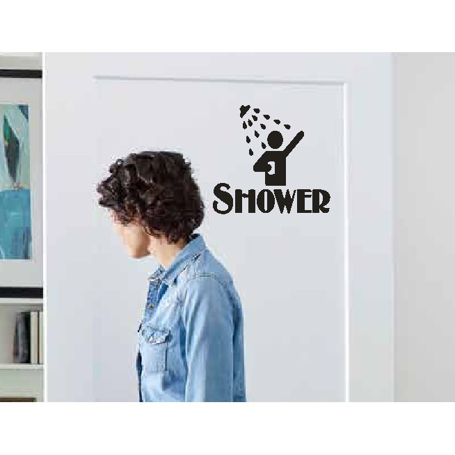 Wall Stiker Shower Pintu Kamar Mandi Sign Dekorasi Dinding Kaca Sticker