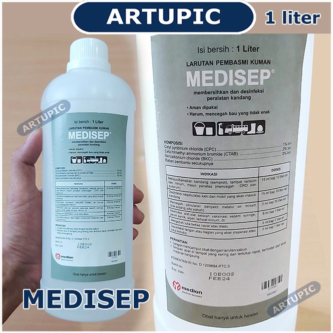 Medisep 1 liter L Desinfektan Disinfektan Antiseptik Virus Bakteri Kuman Jamur Medion Alat Kandang