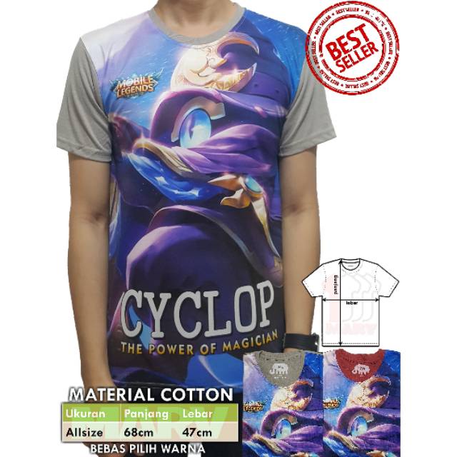 Kaos 3D Tshirt Distro Cowok Baju Pria Print Thailand Casual Santai Mobile Legends Hero ML Cyclops
