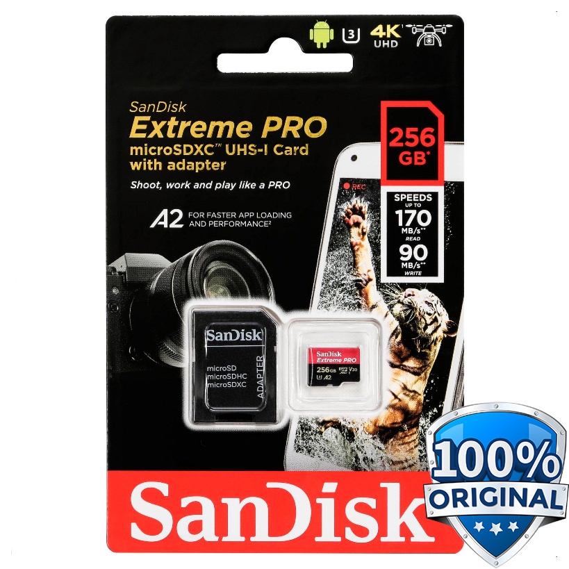 Sandisk MicroSDXC Extreme Pro 1TB - 512GB - 400GB - 256GB A2 V30 UHS-1 (170MB/s) - SDSQXCZ