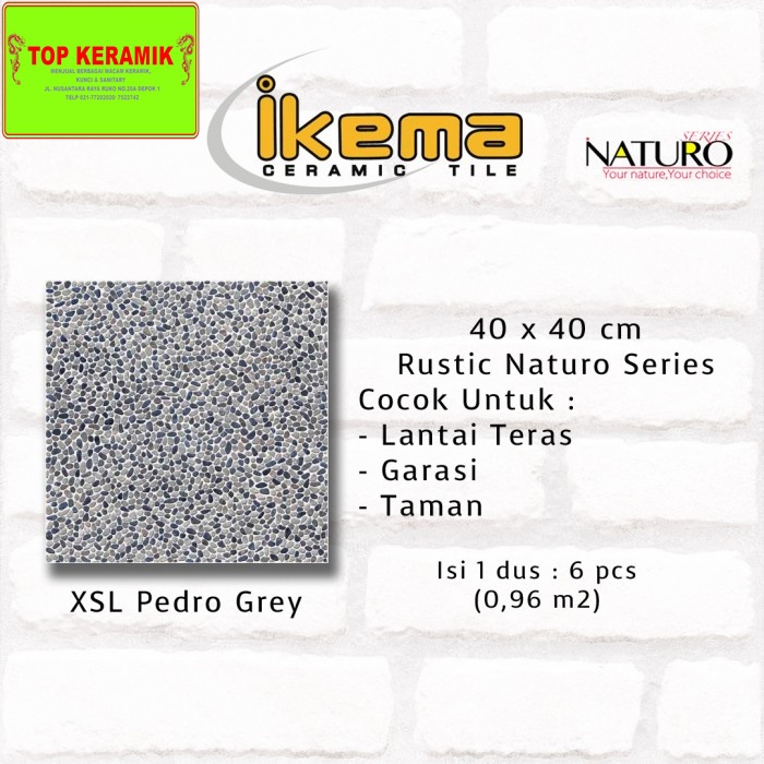 Keramik Lantai Ikema 40x40 Naturo Pedro Grey Kw 1
