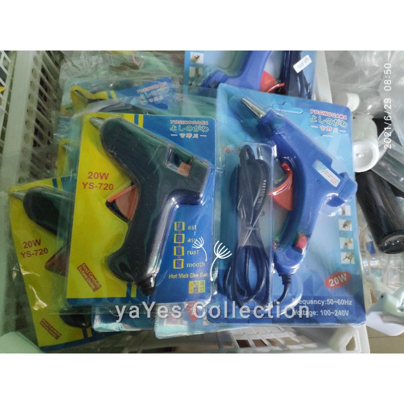 Gun Glue Pistol Lem Tembak 20 W Watt Hitam Biru Glu Stik Isi Lem Karya Flanel