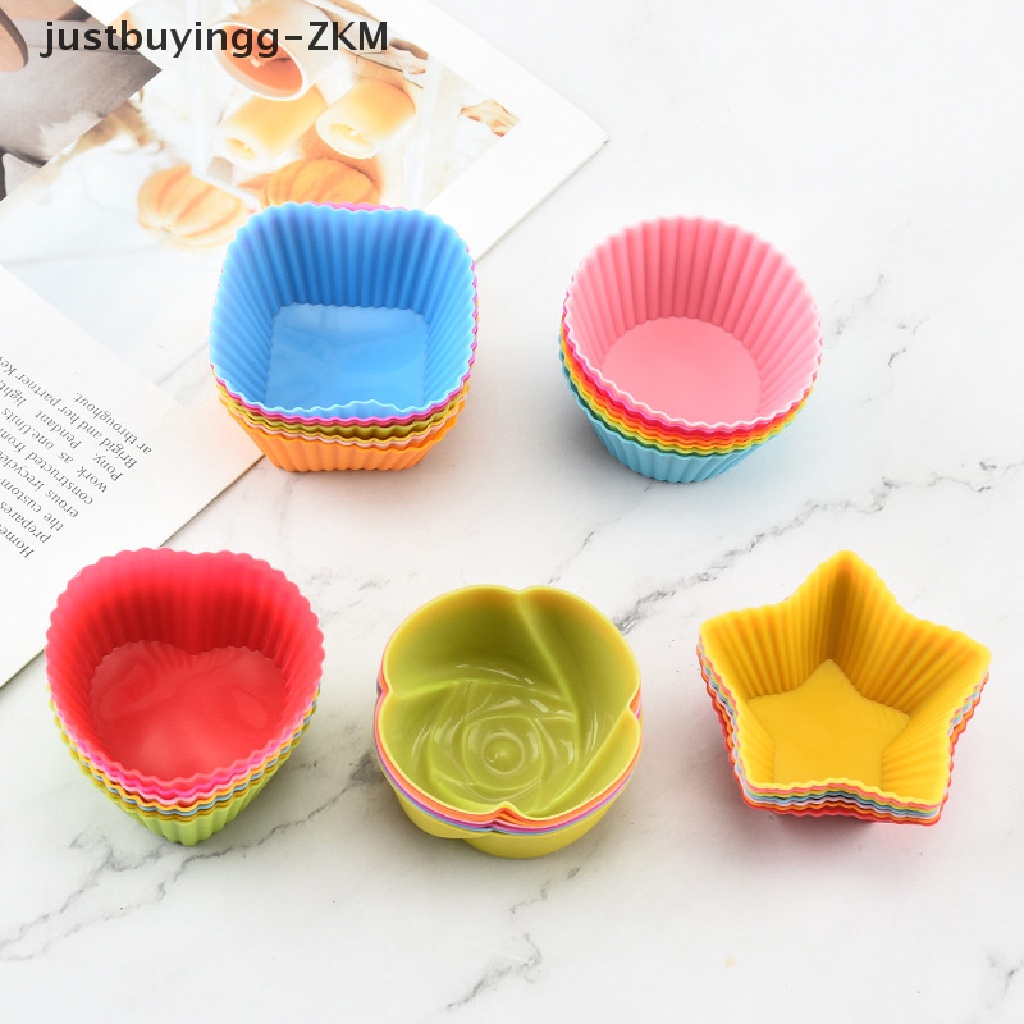 7pcs / Set Cetakan Kue Muffin Cupcake Bahan Silikon Untuk Dekorasi