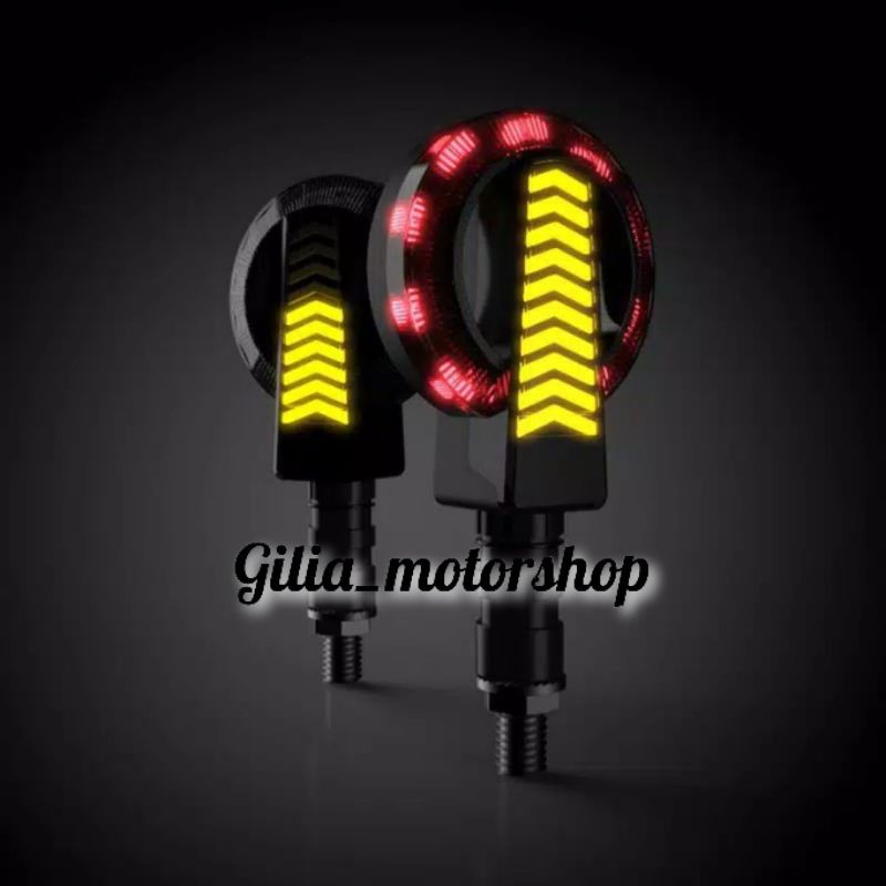 sen motor led running bulat merah-kuning universal sen led running model baru sen led model running