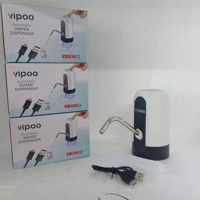 Pompa Air Galon LED Electric Cas Micro Usb VIPOO V-2012 TOMBOL NYALA Water Pump Elektrik Original 2012
