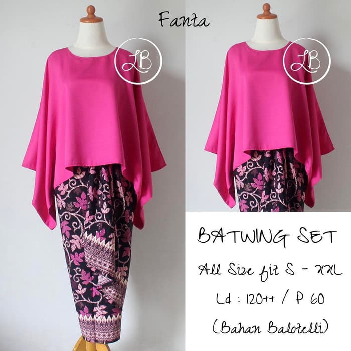 Setelan Kebaya Batwing JUMBO / Kebaya Kalong Fanta Dan Warna Lain