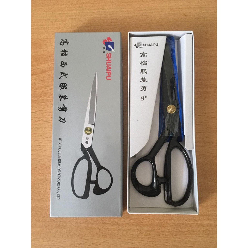 Gunting Kain Shuaipu 9&quot; Gunting Bahan Jahit Tailor Shears 9 inch Baja Hitam Tailoring Scissors