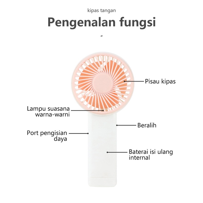 Kipas angin genggam mini fan portable cute colour angin kencang free tali gantungan hp lanyar - realoneacc