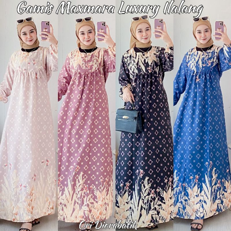 Gamis Maxmara Luxury Ilalang Rempel M/L/XL/XXL Dress Pesta Gamis Raya Premium High Quality