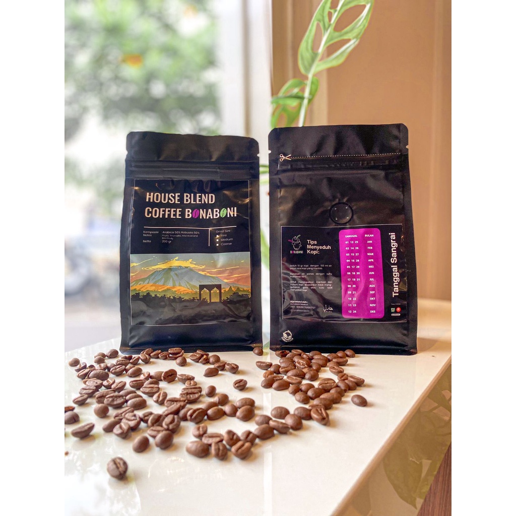 

House Blend Coffee BONABONI 50% Arabika 50% Robusta 200 Gr Kopi Sangrai & Bubuk