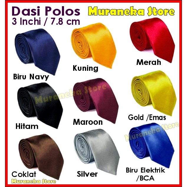 Dasi Polos Pria Panjang Formal Satin Warna Hitam Merah Kerja Wedding Pernikahan 3 Biru Murah Kantor