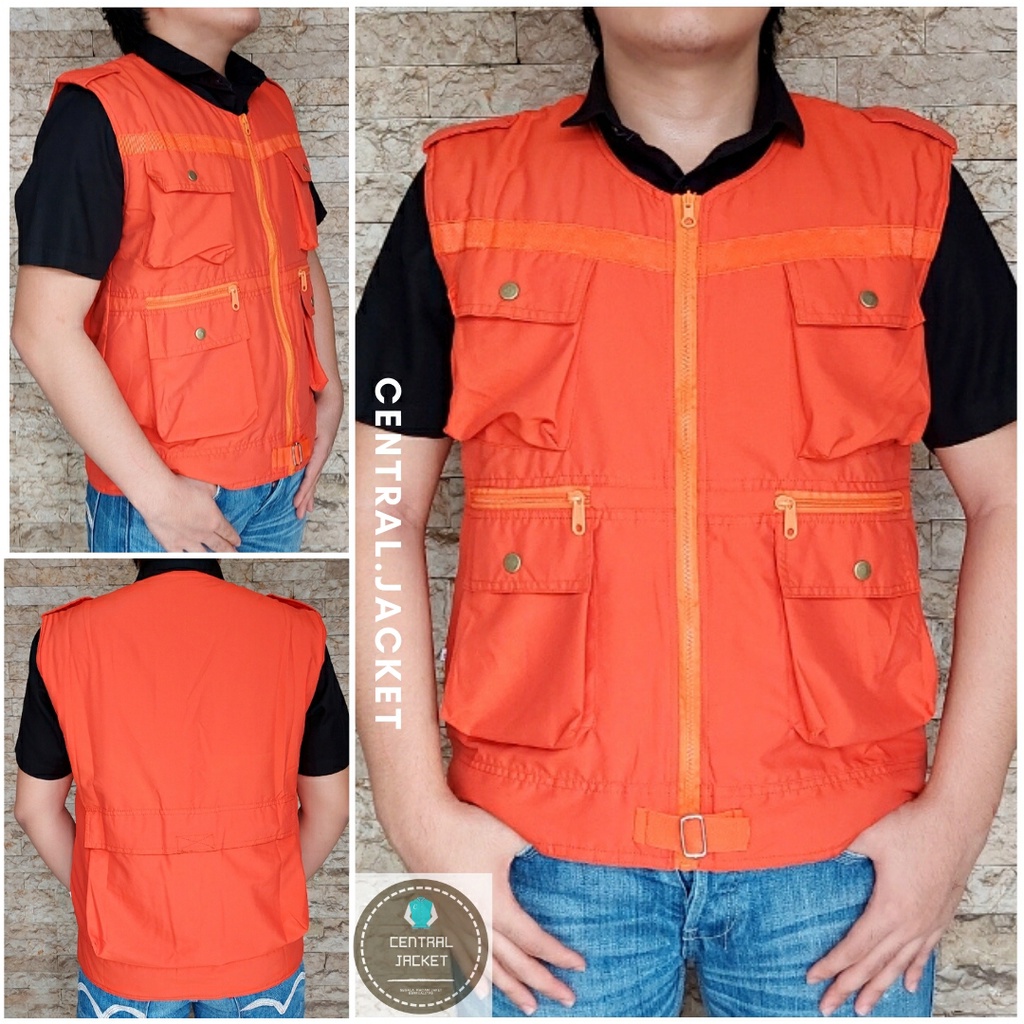 ROMPI OUTDOOR MERAH MULTIFUNGSI - JAKET ROMPI MOTOR TEBAL - VEST MULTIFUNGSI - ROMPI ORGANISASI