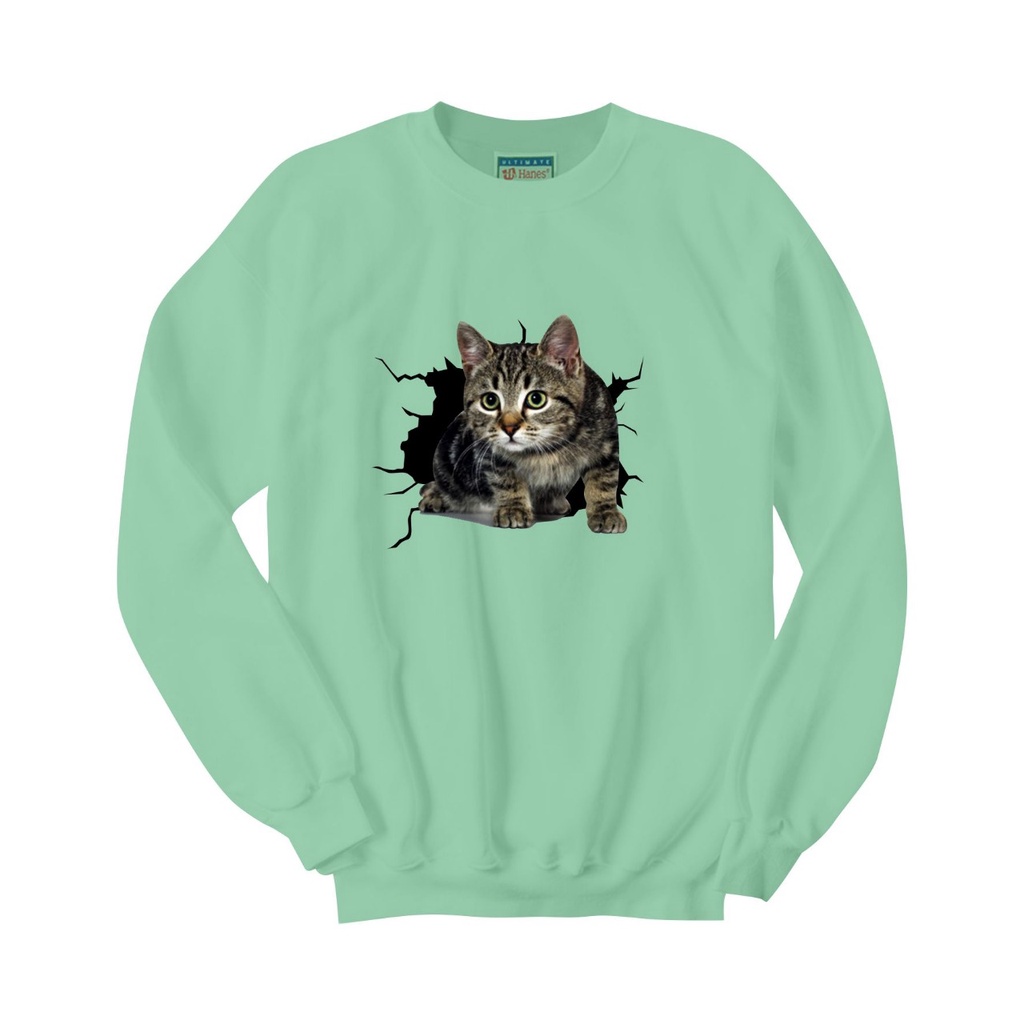 SWEATER CREWNECK CAT EMERALD PRIA/WANITA