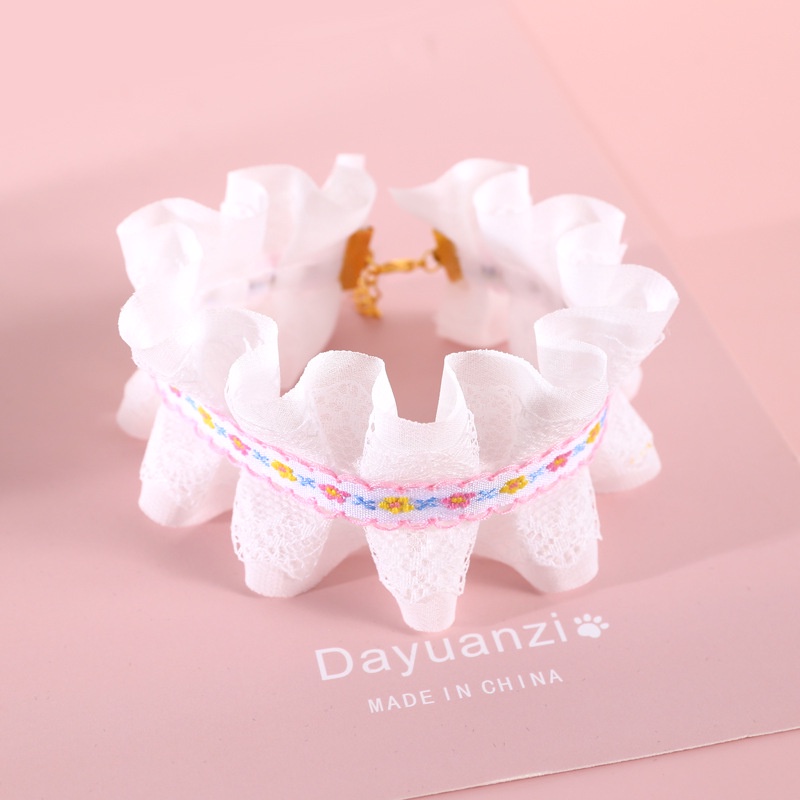 Yufei Kalung Anjingkucing Adjustable Bahan Lace Gaya Lolita Untuk Ulang Tahun