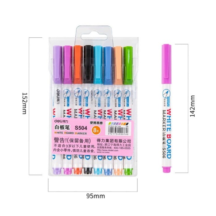 

TULIS-ALAT- DELI 8 COLOR WHITEBOARD MARKER GRAFFITI DRAWING EASY TO ERASE S504 -ALAT-TULIS.