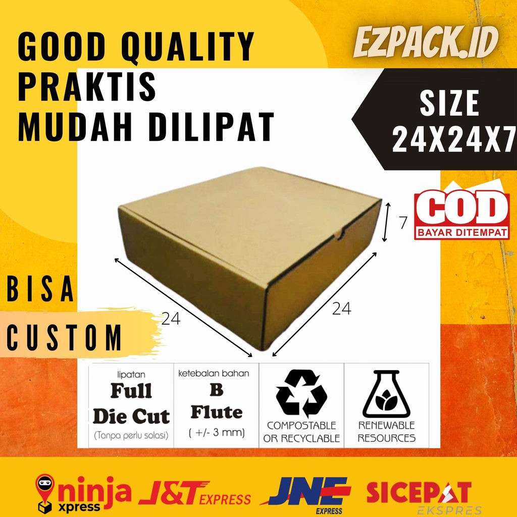

Kardus packaging box die cut 24x24x7 kotak packing box hampers, hijab, baju, makanan (bisa custom)